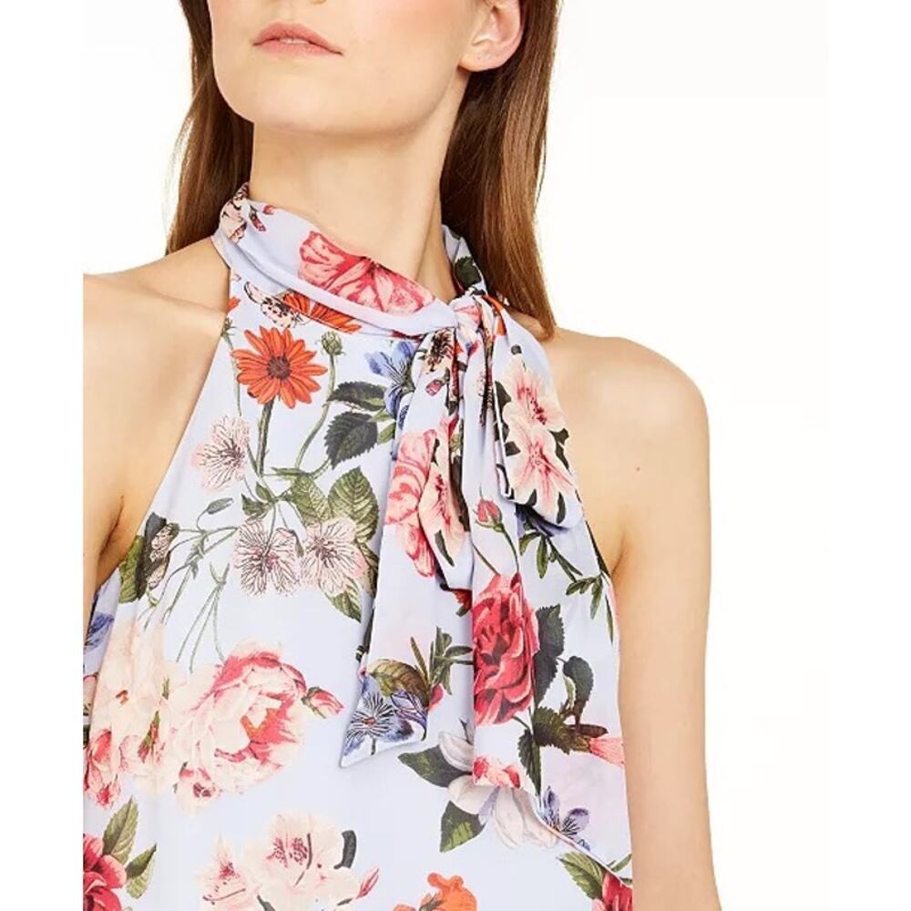 Vince Camuto Bow-Neck Floral-Print Halter Dress Size 6 - Picture 4 of 6